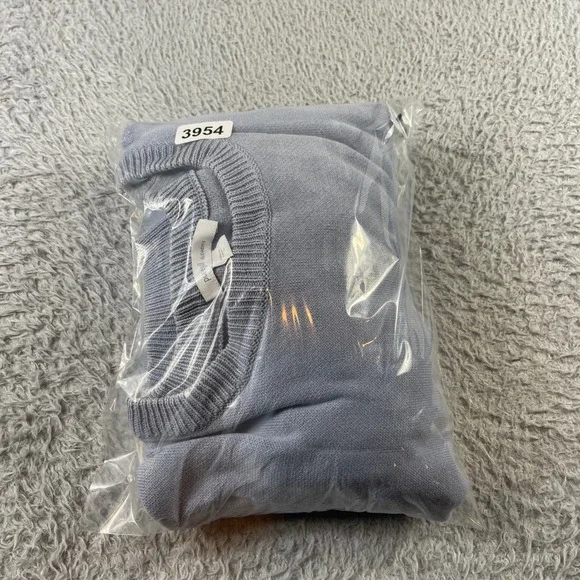 Pure Jill Elements Blue Cotton Crochet Panel Pullover Sweater Womens Large L - Picture 9 of 9